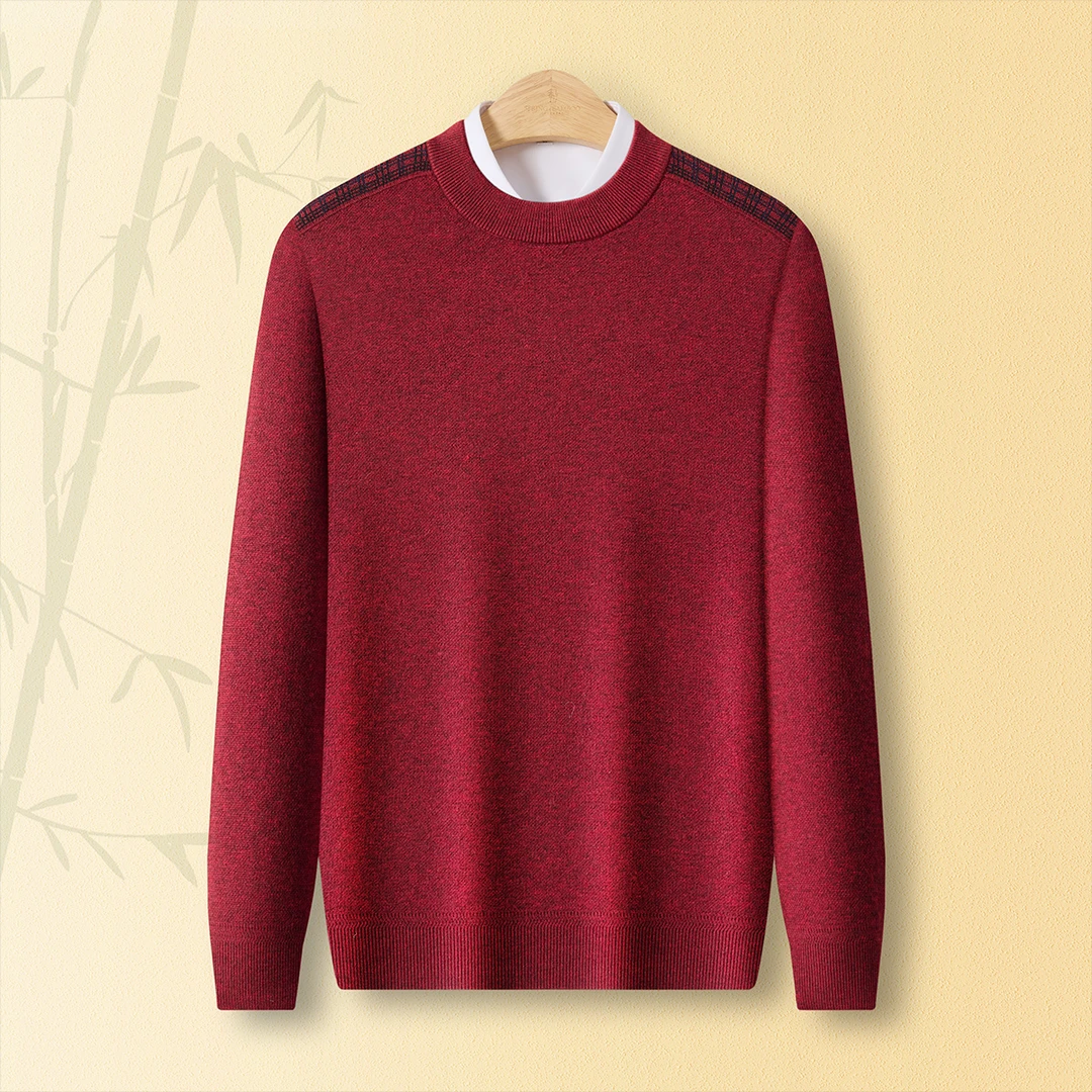 【男士精品】春竹25秋冬商务休闲设计款圆领保暖羊毛衫高端大气毛衣