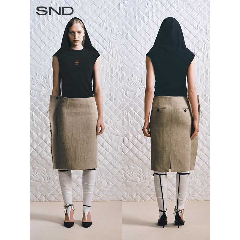 【TRINITE 设计师品牌】SND SS25 修女十字架烫钻连帽无袖Tee恤