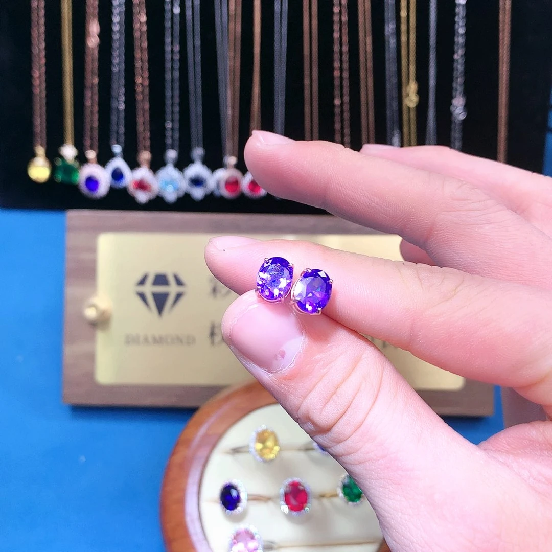 紫晶耳饰银S925镶嵌1122111112