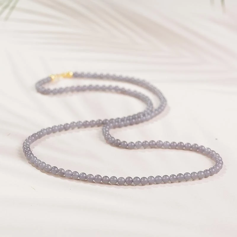 【鑫浩矿业】新疆和田玉-烟紫冻卡4mm素链项链一条  长链