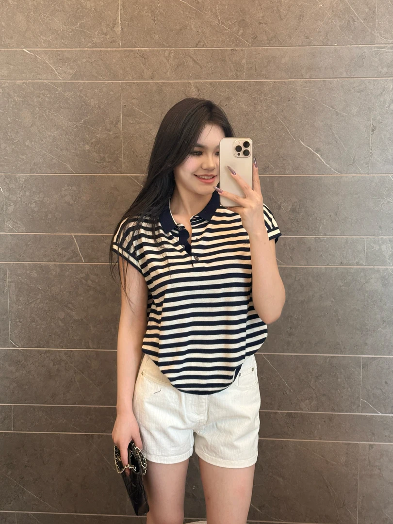 【Glozzzz】Polo领含羊羊桑蚕丝松弛感针织上衣mz 605-3