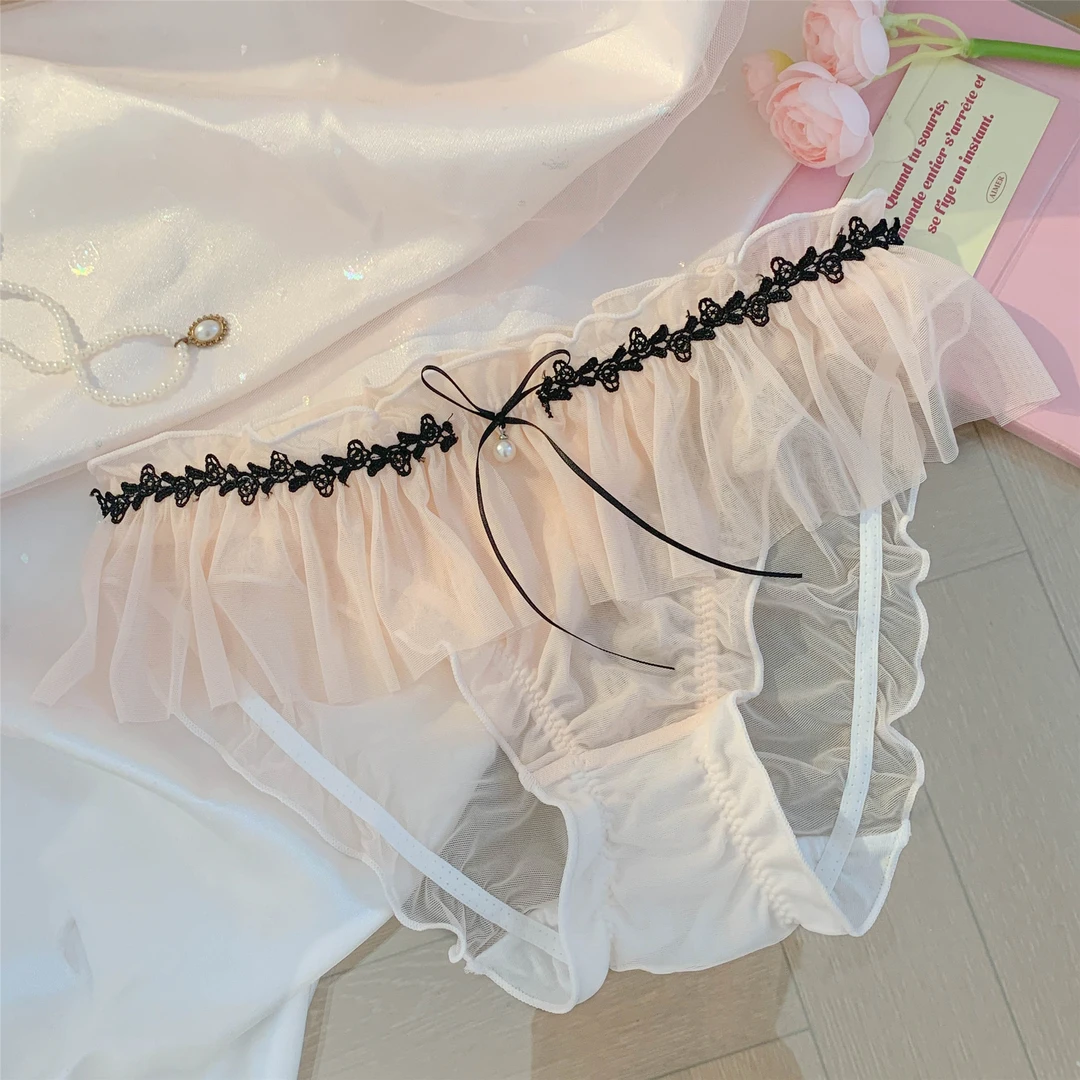 纯欲撩人~太拿捏对象的心啦！超薄的网纱+蕾丝花边~少女小心机内裤