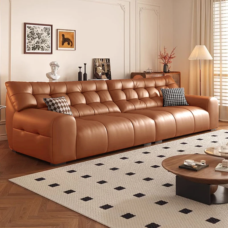 大黑熊舒适软靠皮艺沙发现代简约客厅直排沙发新款网红沙发