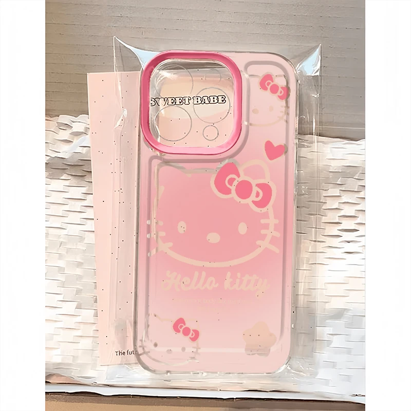 欧克里里粉Kitty头适用苹果16/15promax手机壳华为vivo小米14oppo