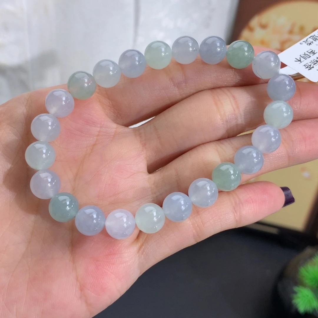 翡翠未镶嵌手串卡8冰胶马卡龙手串