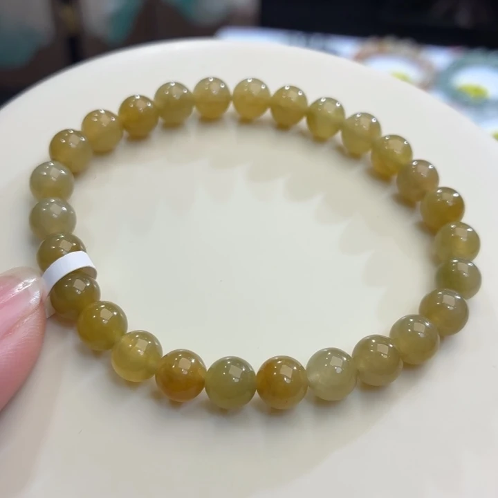 翡翠未镶嵌手链冰胶黄翡卡7