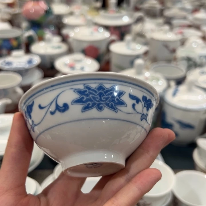 醴陵高温老厂瓷釉下9.5厘米茶碗