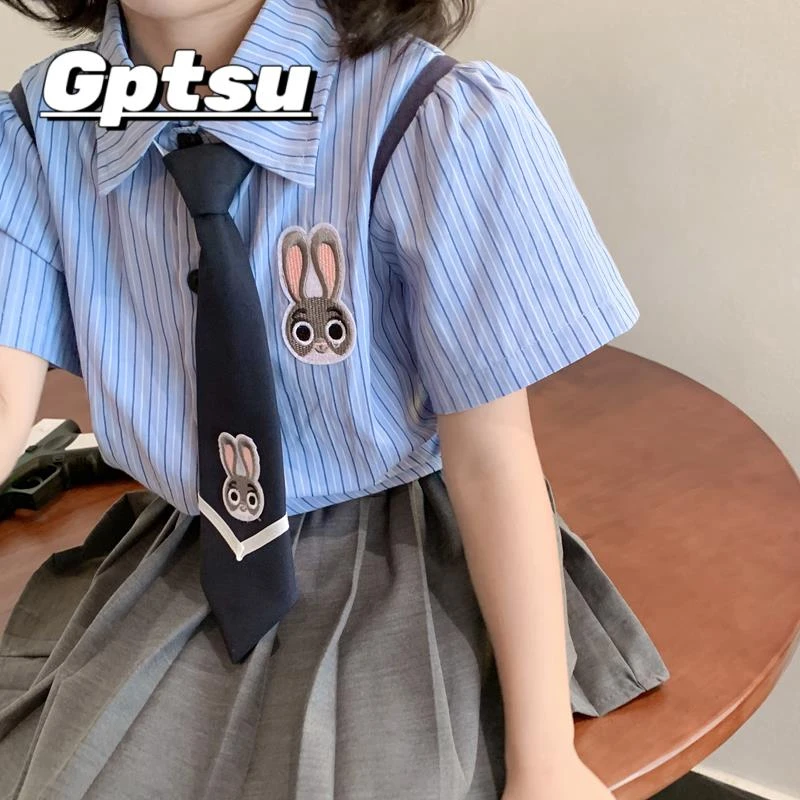 GPTSu兔子警官朱迪女童连衣裙夏装新款洋气套装制服裙学院风裙子