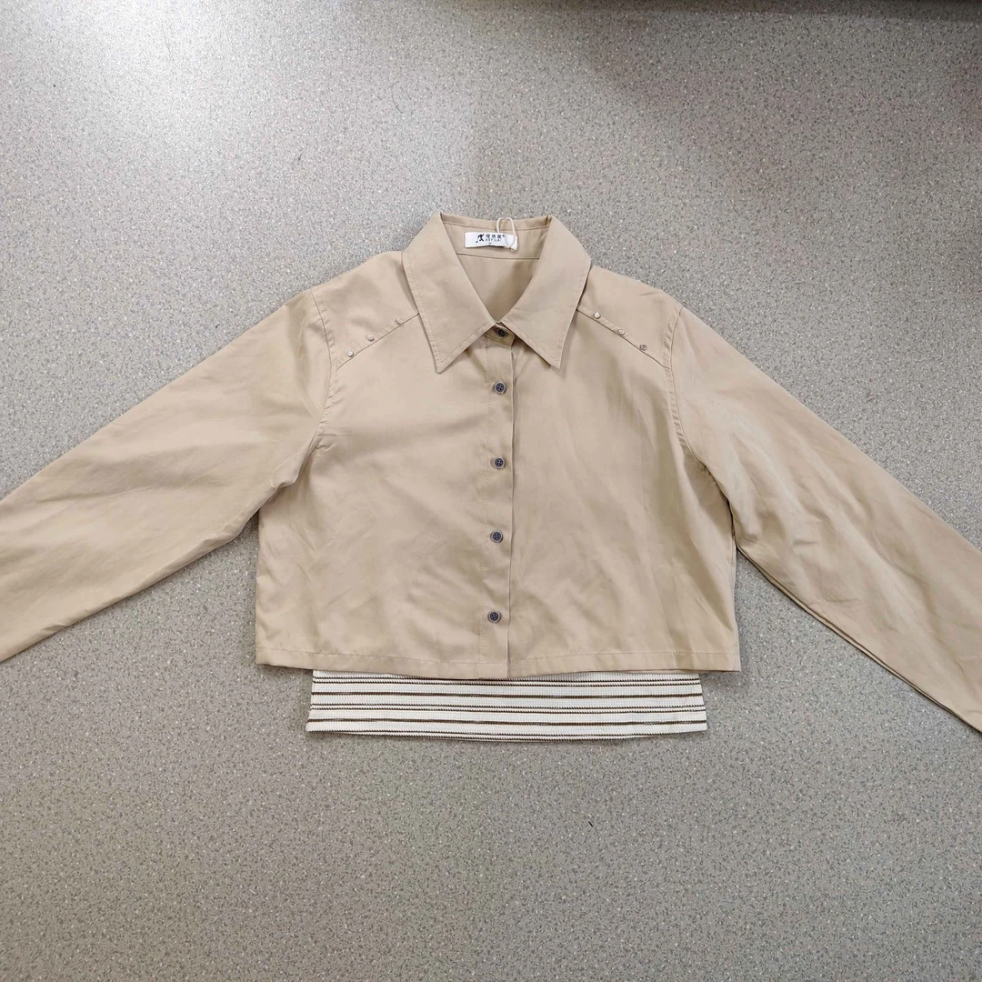 KYL可依莱-条纹背心内搭 衬衫外套两件套DQ5Z0104