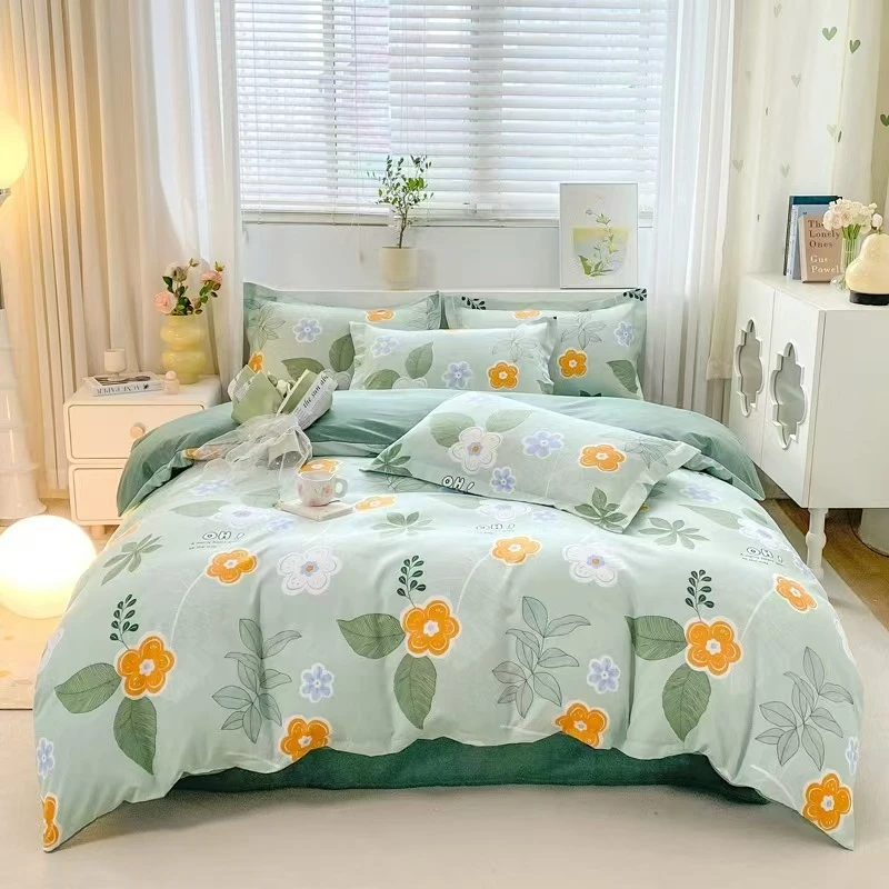 珍珠花语斜纹磨毛四件套碎花床上用品