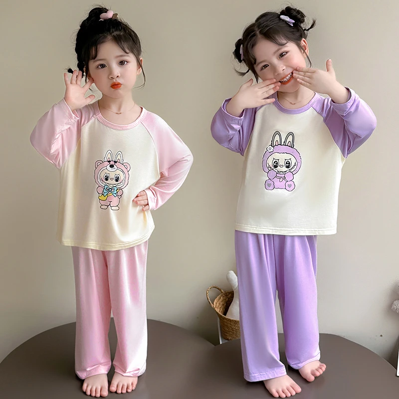 儿童睡衣女孩2025新款莫代尔夏季薄款女宝拉布布空调服女童家居服