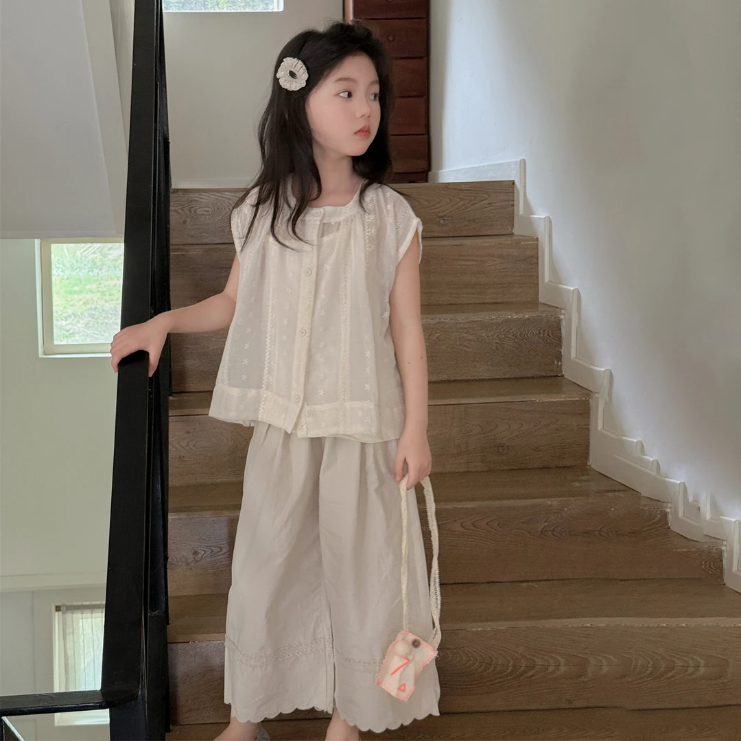 LJ-71856-TBB花与寻童装女童休闲裤2025夏季新款儿童棉布裤韩版潮