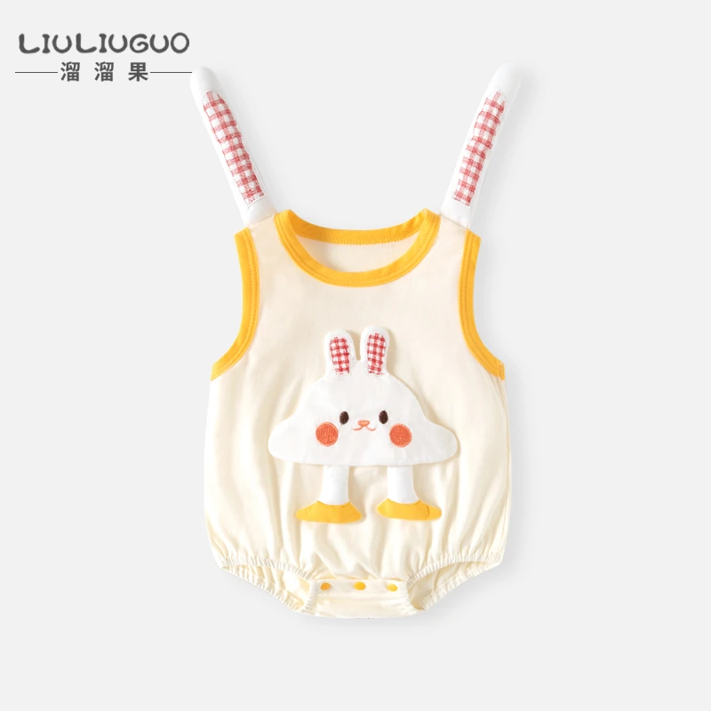 婴儿夏装三角哈衣女宝宝吊带公主裙子新生儿薄款满月外出包屁衣服