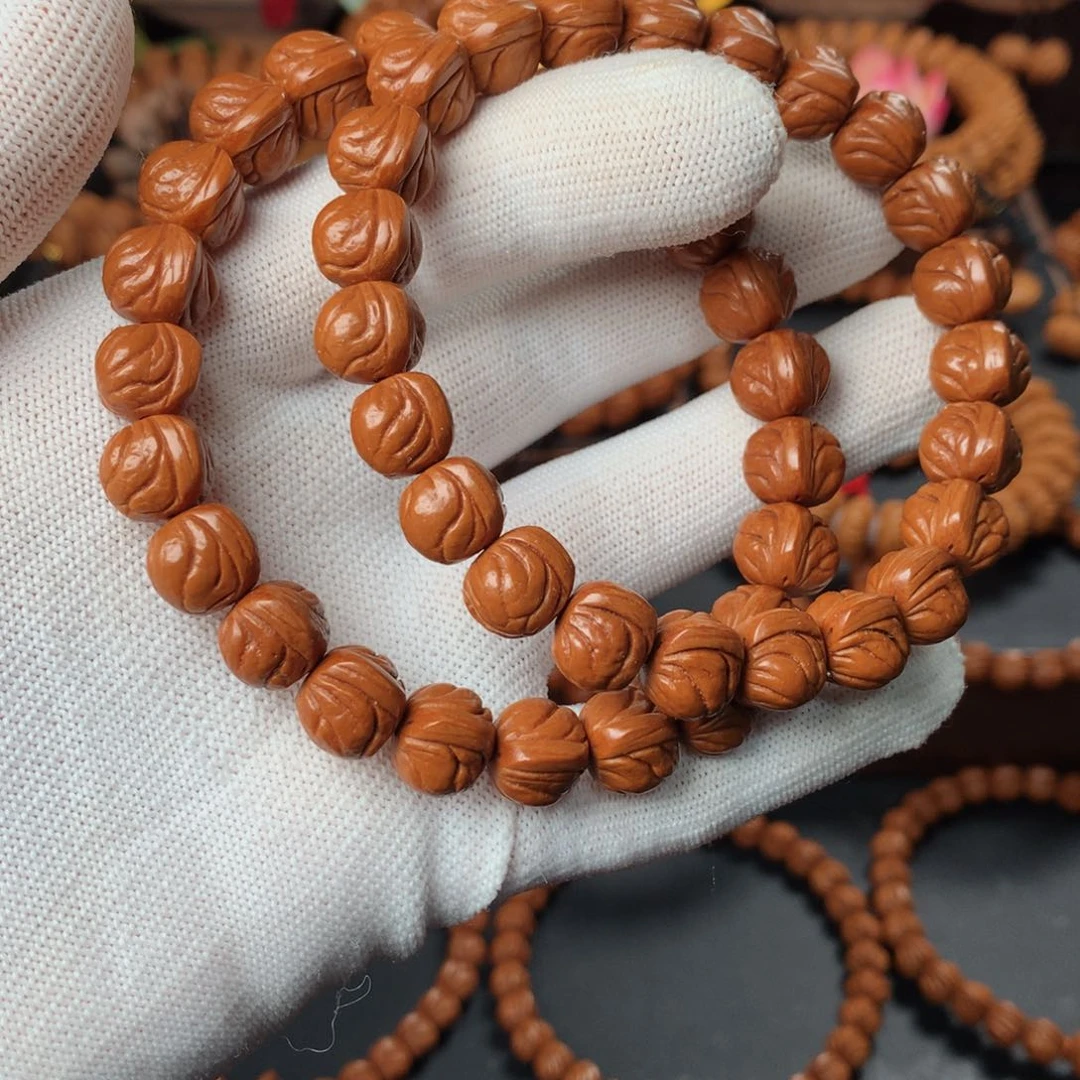 桃核吊坠12野生红皮玉龙脊精品手串