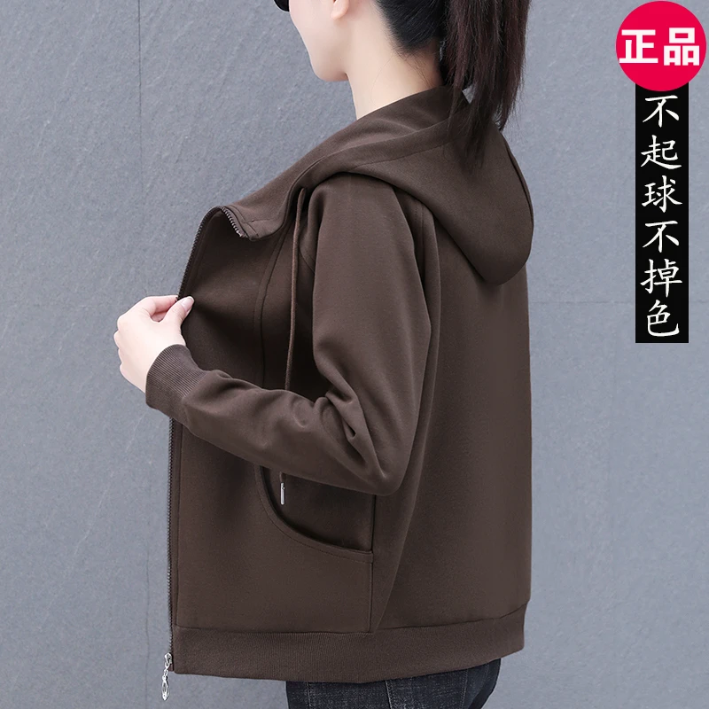 高档休闲外套女士春秋连帽卫衣开衫拉链帽衫2025新款时尚短款宽松