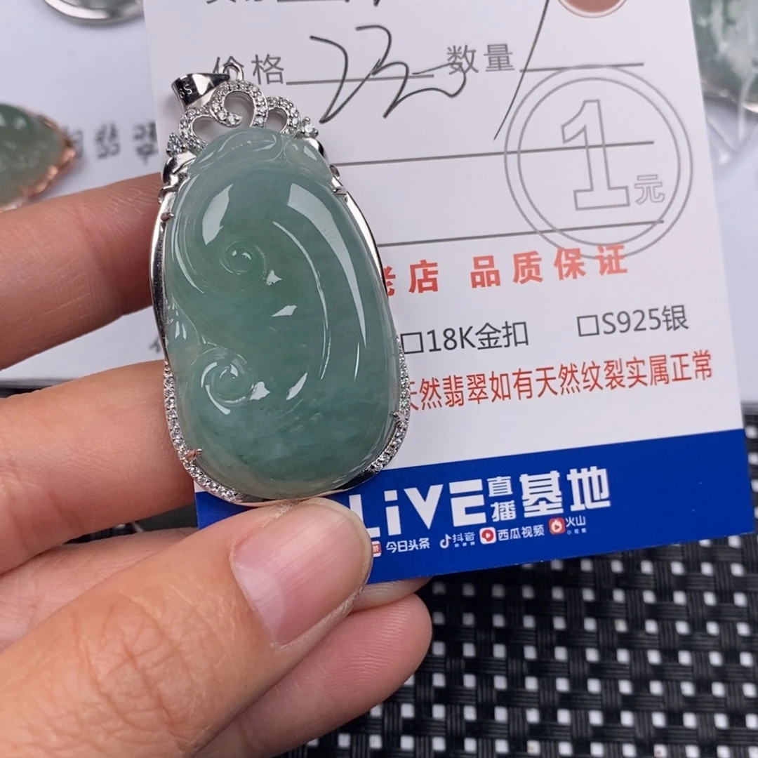 罗***钦翡翠银S925镶嵌颈饰