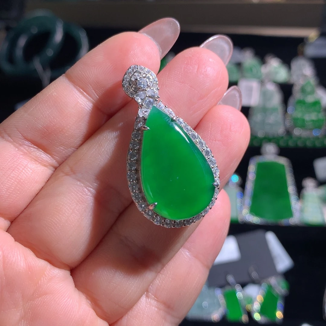 【闪购商品】翡翠银S925镶嵌颈饰天然翡翠