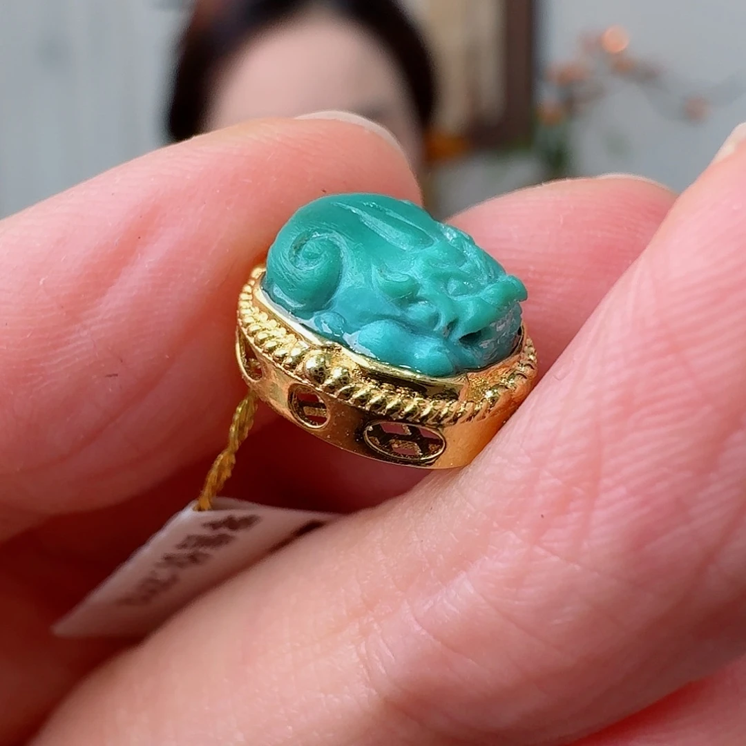 绿松石18K金镶嵌珠宝奇石