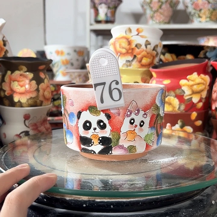 景德镇手绘花盆幸运花盆