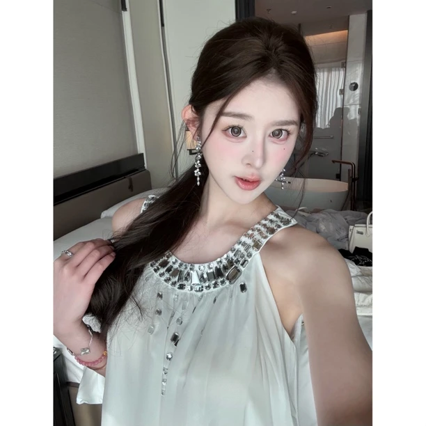 【莉萍服饰】重工手工钉珠露肩连衣裙女富家千金轻奢气质小礼裙