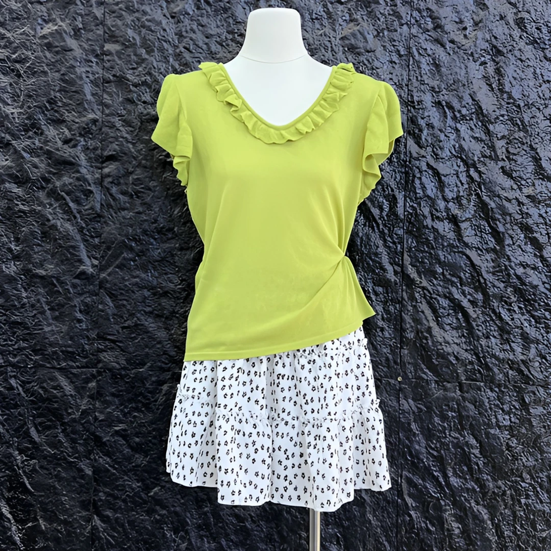 2025夏季新款女百褶荷叶边针织衫休闲韩版女孩夏季时尚百搭洋气