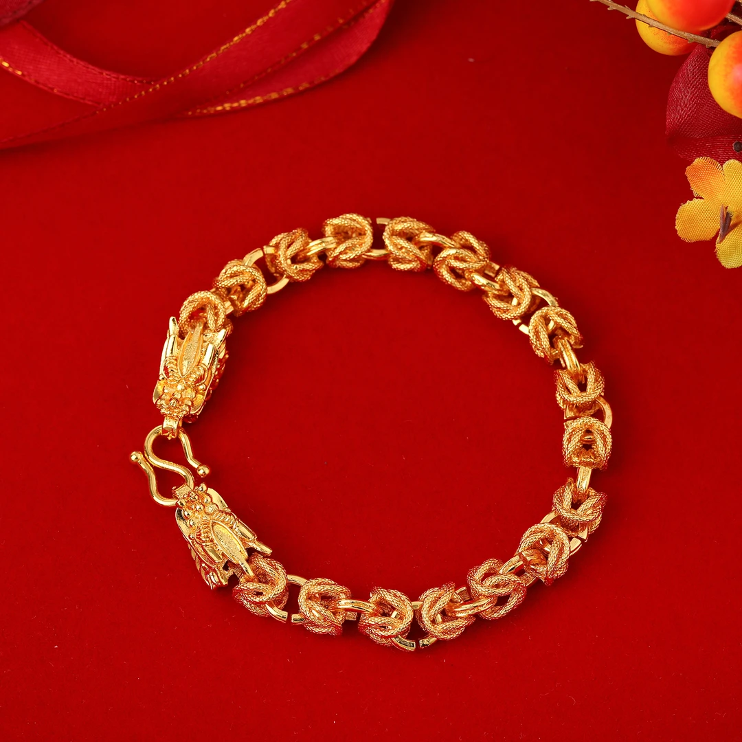 【男士高订】龙骨手链金色男士双龙头龙骨手链