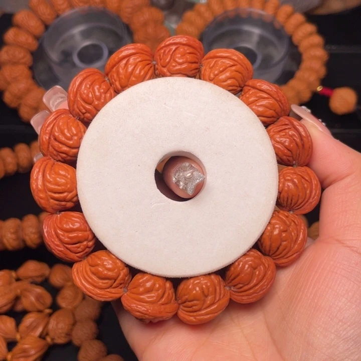 桃核手串18尺寸无修红魔荔枝手串（7号链接）