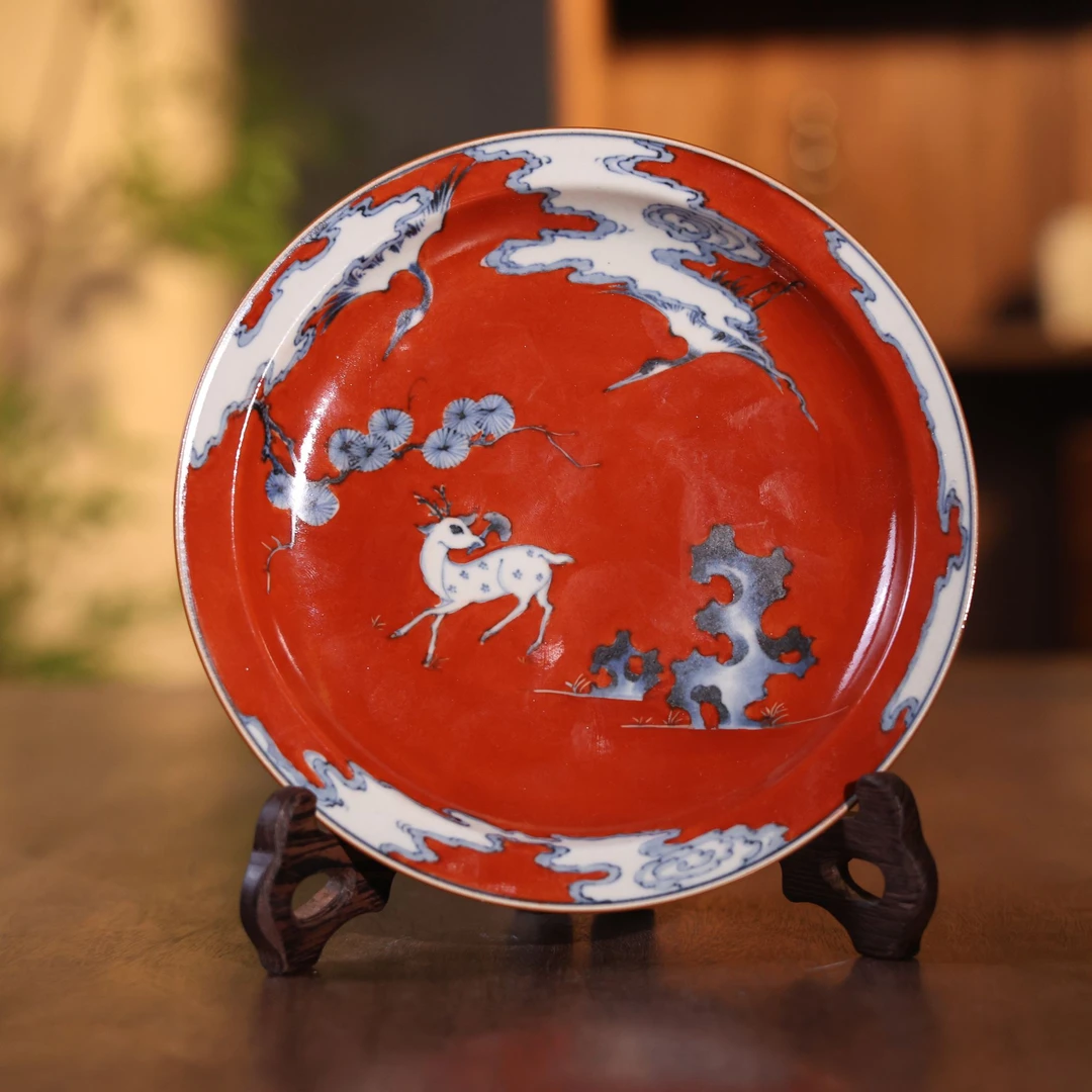 【小田甄陶】鹤鹿同春-霖溪山房-壶承-15CM（霖溪0169）