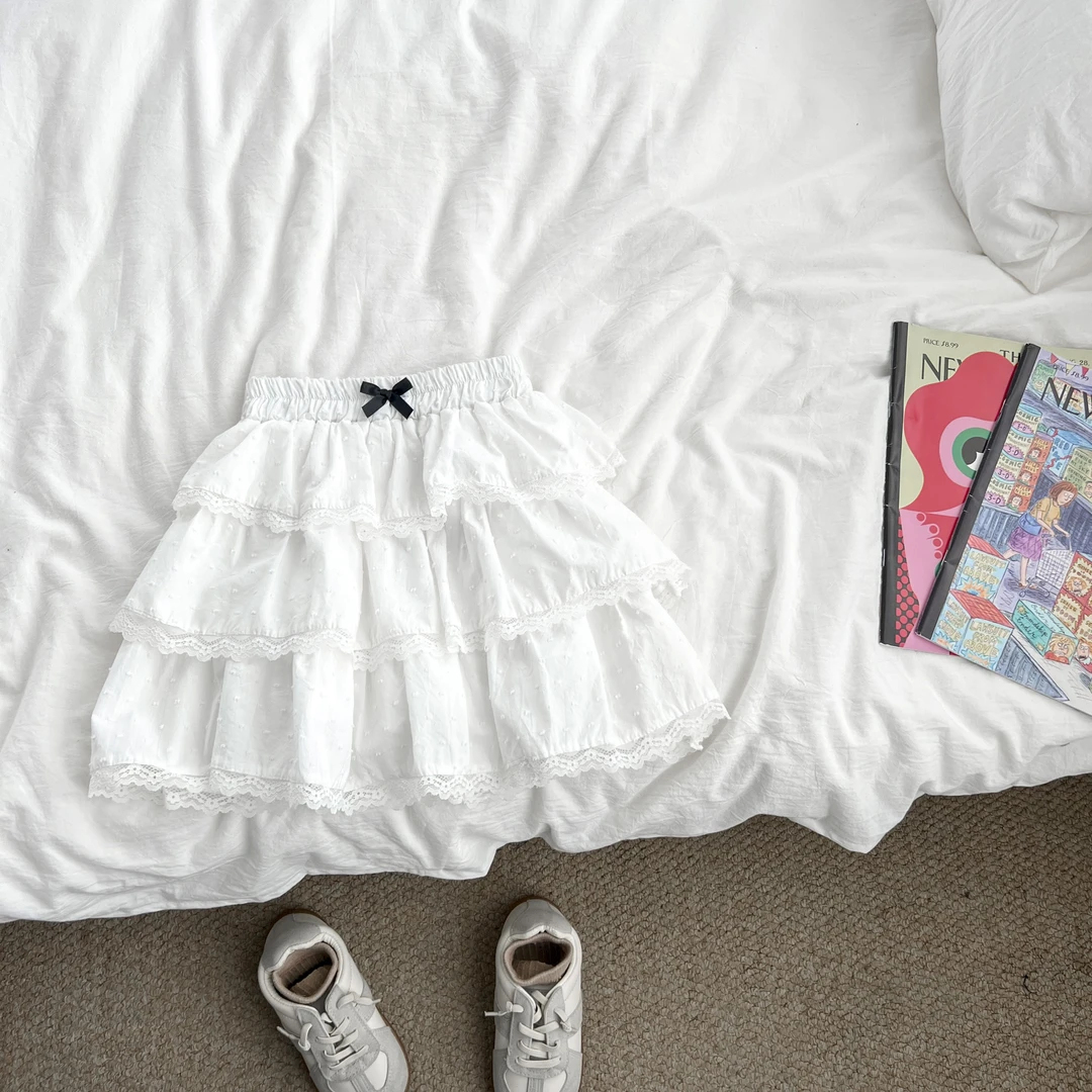 （现货）女童夏季韩版白色网纱蕾丝半身裙女宝宝薄款裙子DDQXW57920