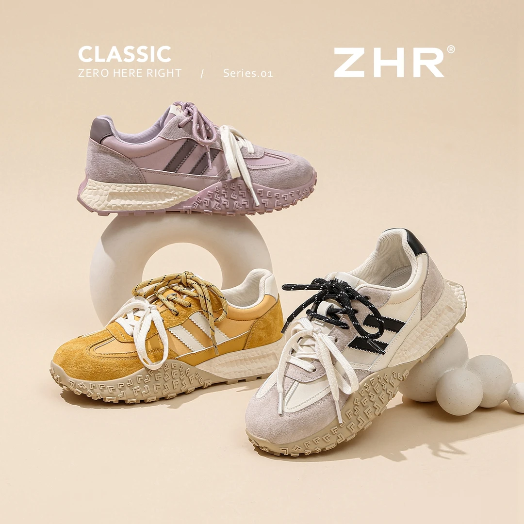 ZHR/则则厚底阿甘鞋女秋冬新马卡龙双鞋带加绒学生德训运动休闲鞋