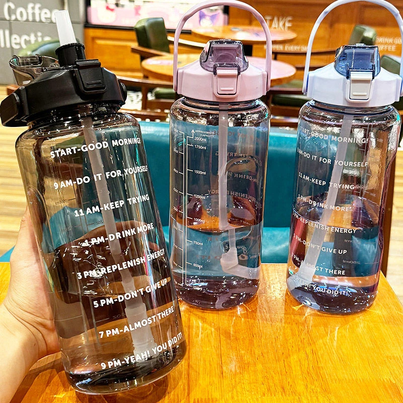夏季爆款高颜值水杯大容量杯子吸管双饮带提手户外运动工地男女生