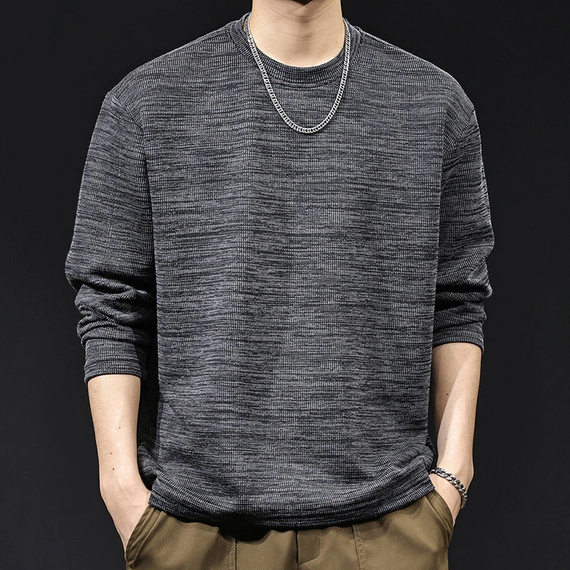 MR.MUDI/穆迪先生美式肌理感简约长袖t恤男春秋新款宽松圆领打底