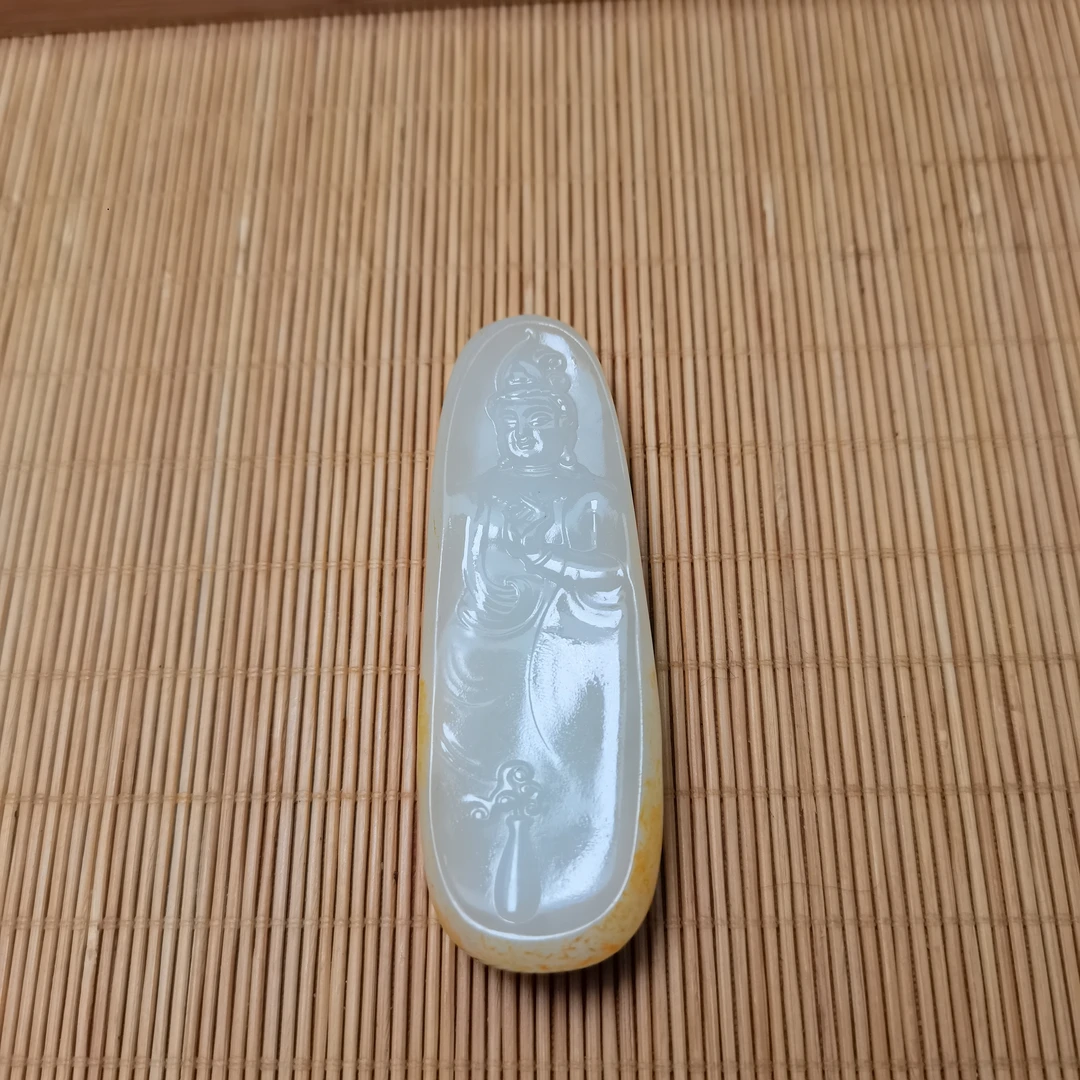 新疆和田玉净瓶观音菩萨66克