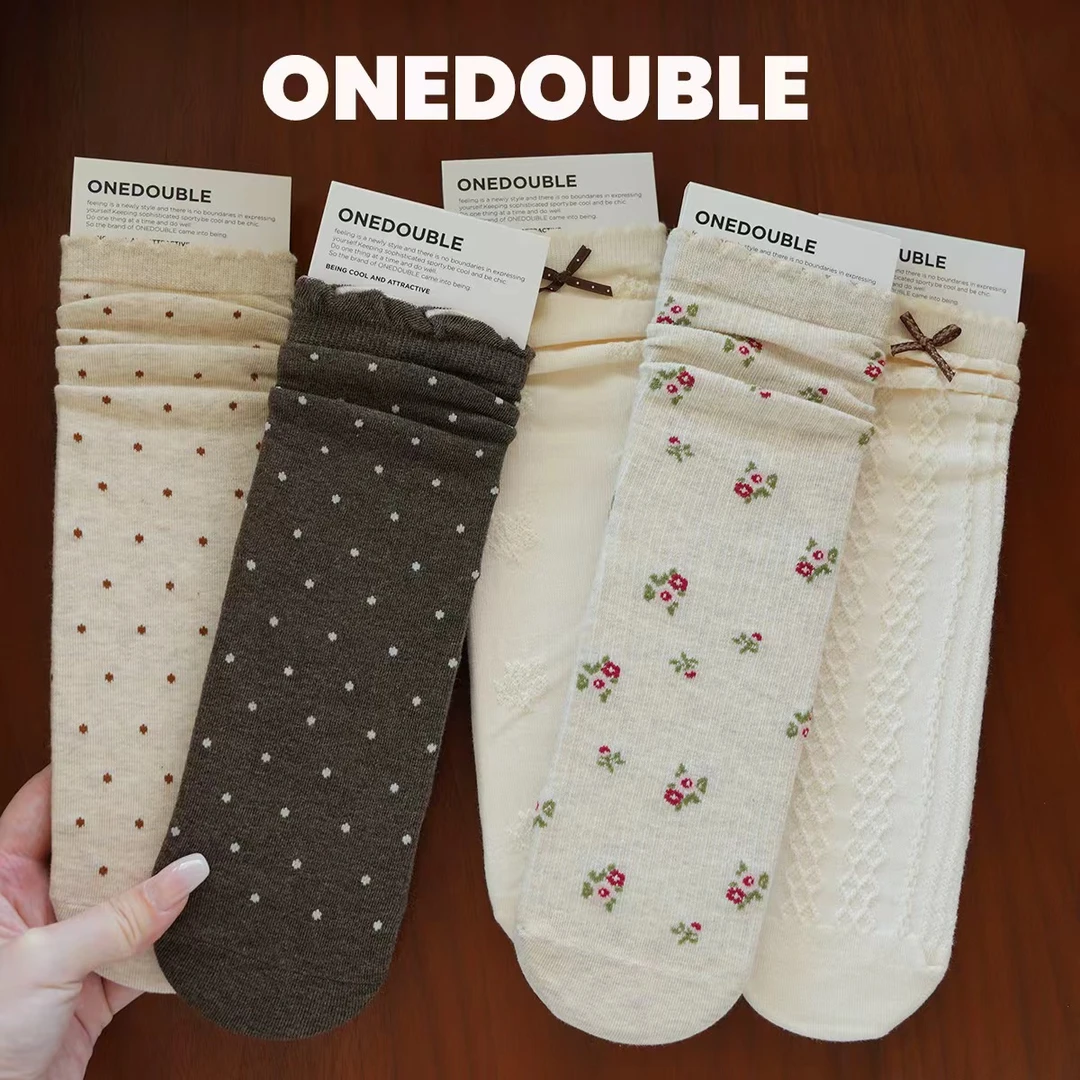 高级感蝴蝶结中午甜美百搭堆堆袜早秋新款女袜袜子