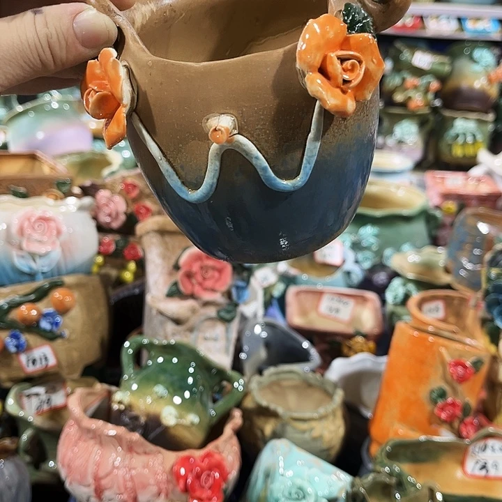 瓷片花盆多肉植物艺术品
