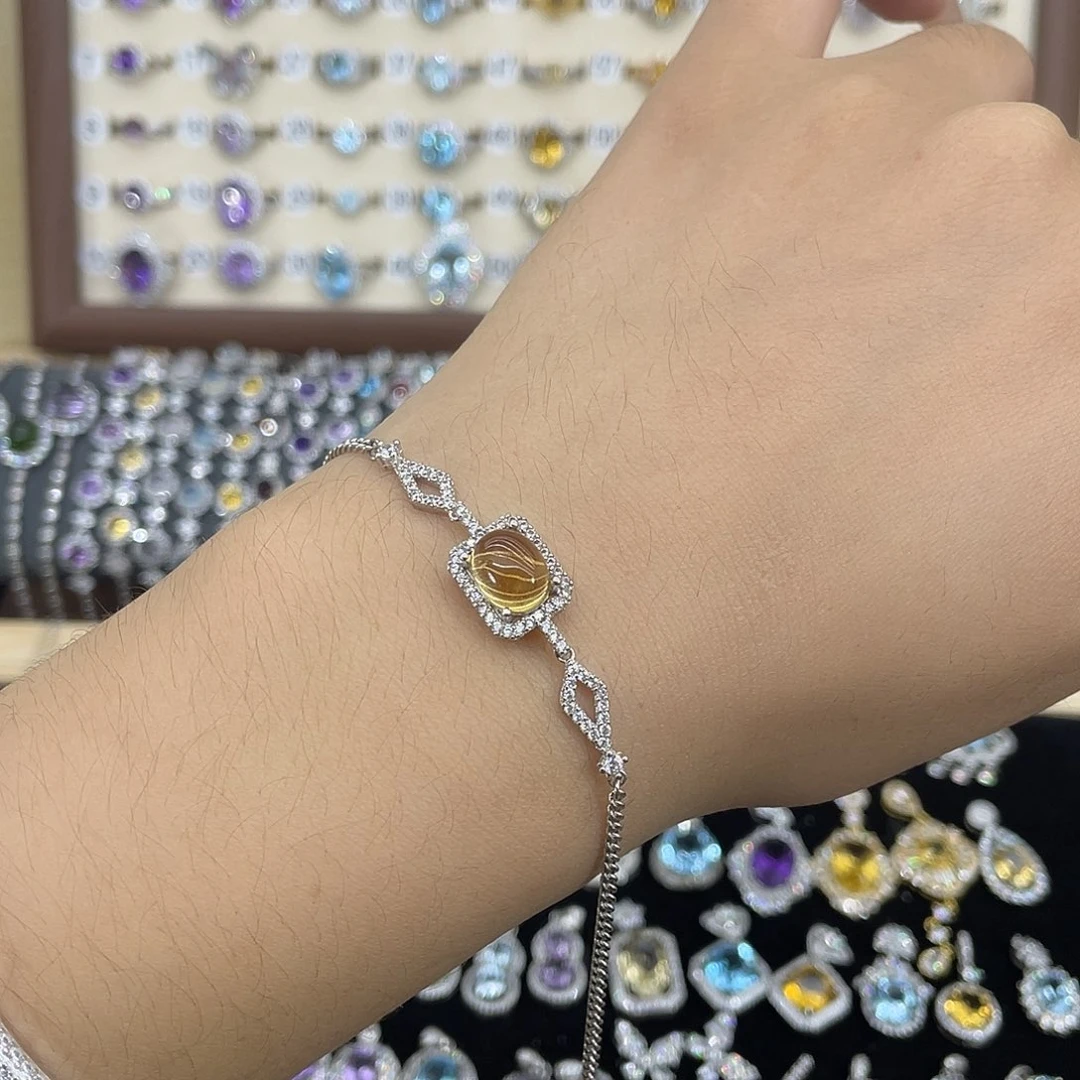 黄晶手链银S925镶嵌