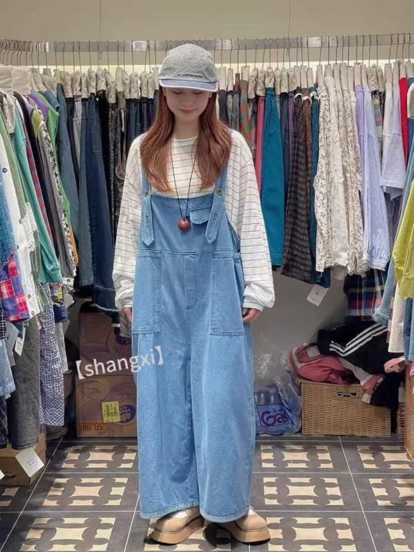 【1286】森系夏日牛仔裤显瘦蓝色百搭休闲时尚夏季连体减龄减龄阔腿