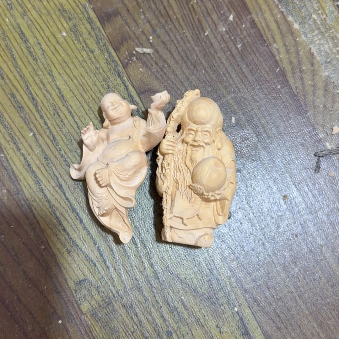 闲***来黄杨木小叶黄杨木手把件2个有瑕