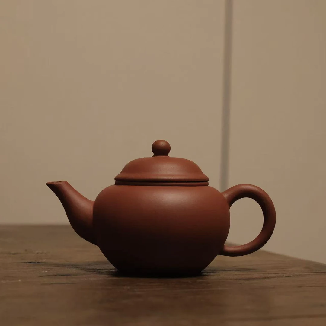 90年代香港茶行定制鸭嘴红泥大水平壶手工折纸180毫升纯手工