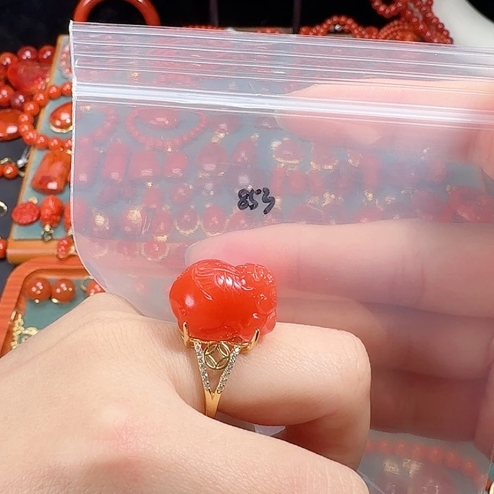 南红玛瑙银S925镶嵌戒指