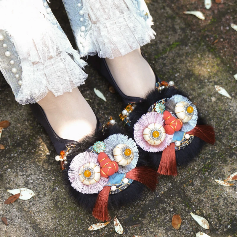 原创复古新中式绣花鞋汉服鞋马面裙凉爽民族风虎头鞋马面裙种草