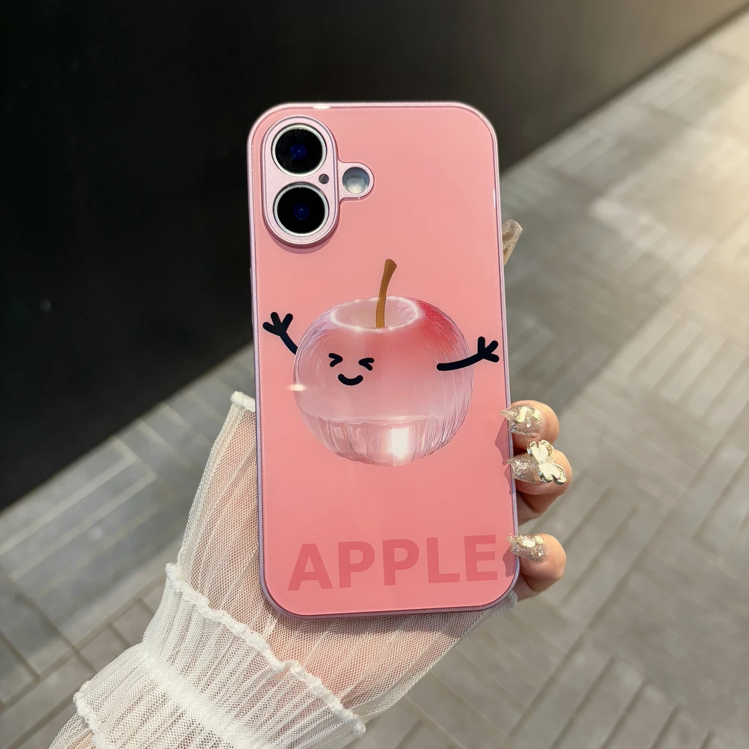 苹果/华为/oppo/vivo/小米 水晶苹果适用iPhone16肤感玻璃手机壳