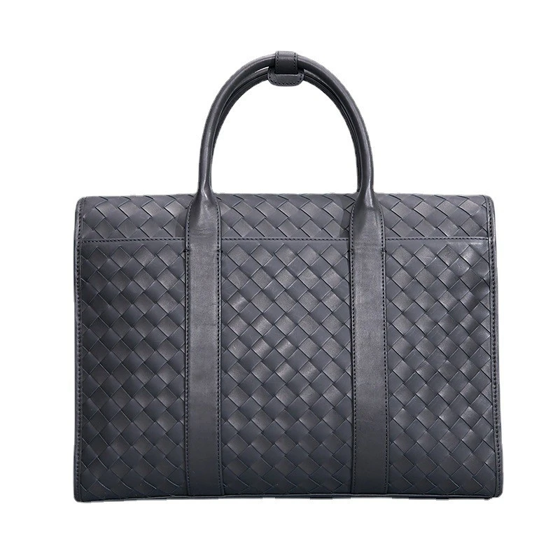 送礼物友新款男包真皮手工编织头层牛皮公文包商务手提包旅行大容