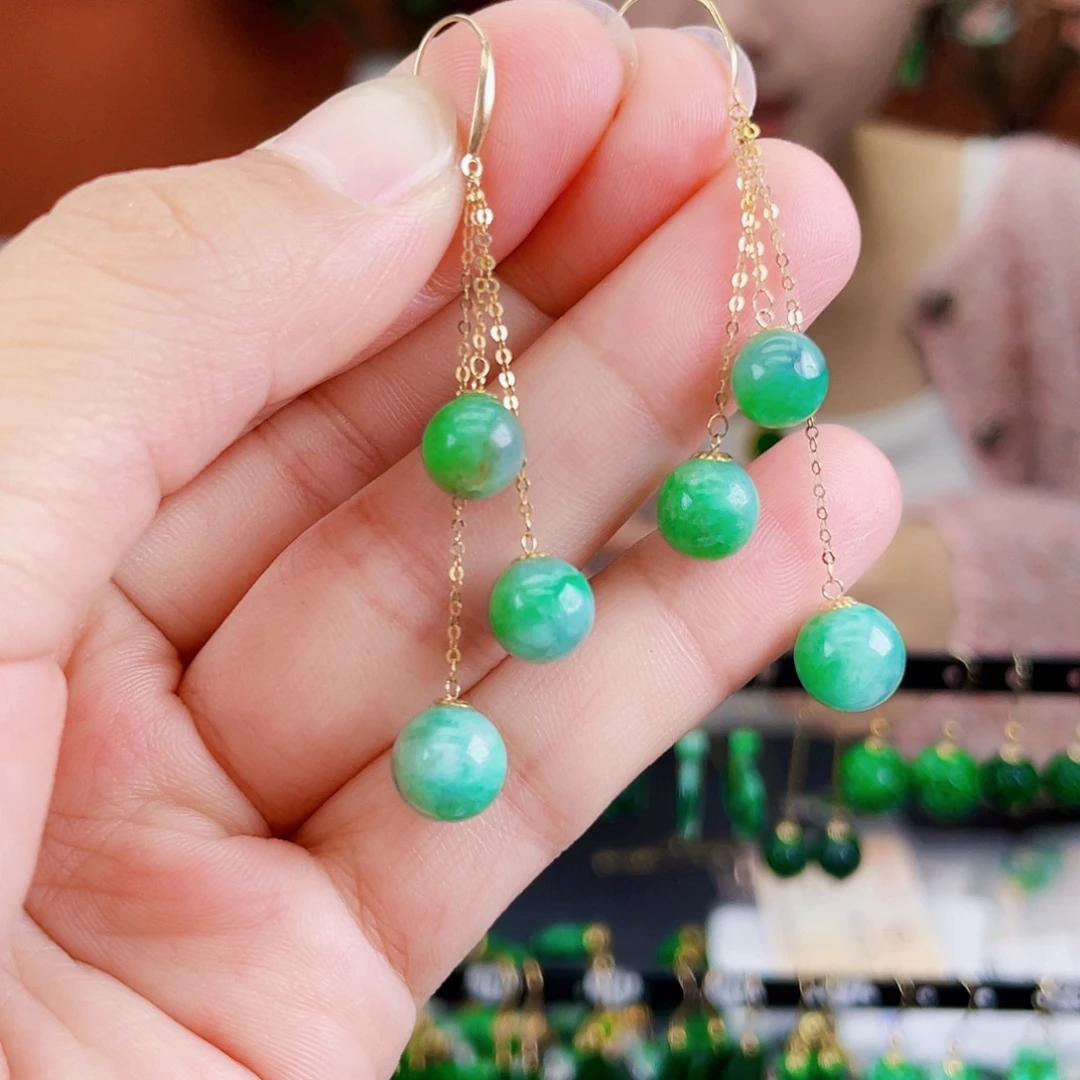 翡翠18K金镶嵌耳饰