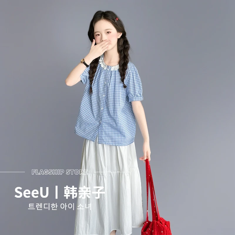 女大童套装夏季薄6-12岁休闲女童宽松韩系风学院风日常半身裙童装