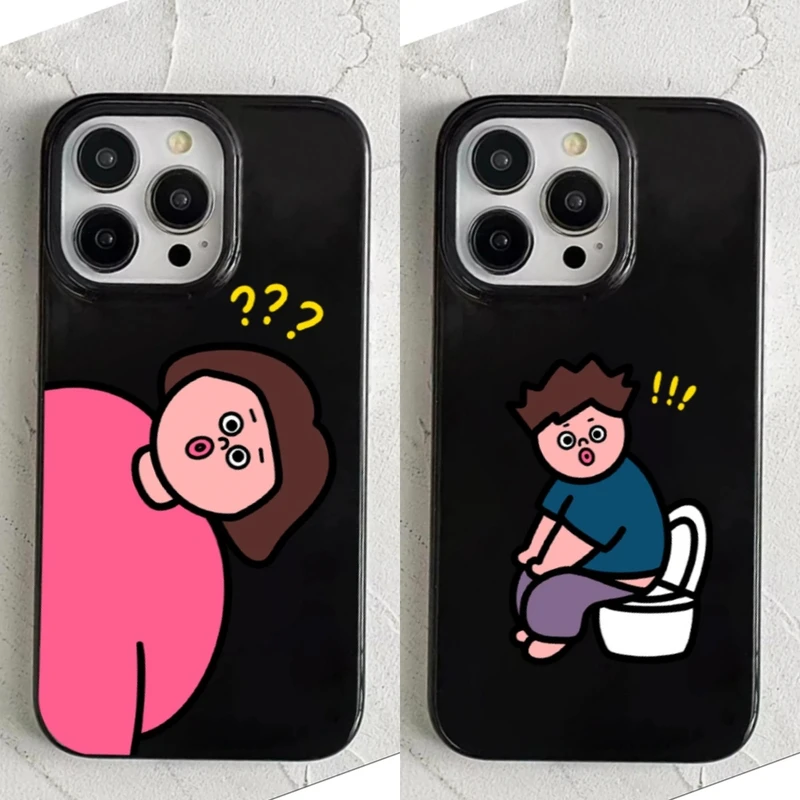 情侣款问号女孩适用iPhone16果冻手机壳华为vivo小米15oppo