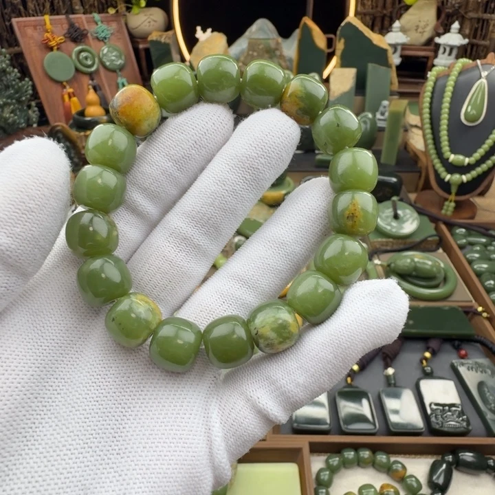 用***3岫岩河磨玉（透闪石质玉）未镶嵌手串