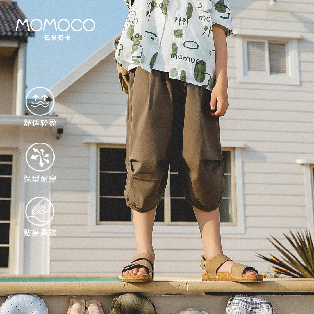 MOMOCO夏季男童日系春秋夏季轻盈男七分裤休闲裤复古77280355001