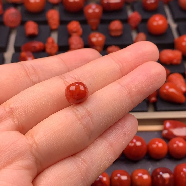 南红玛瑙未镶嵌火焰纹老型单珠9.5MM