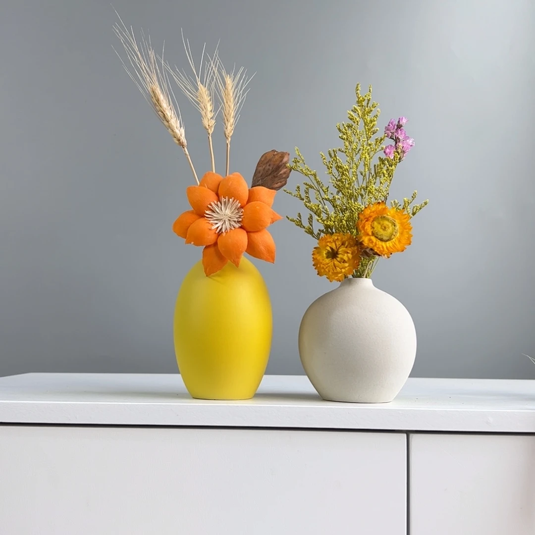 陶瓷花瓶景德镇陶瓷花瓶含花总高约20-30cm